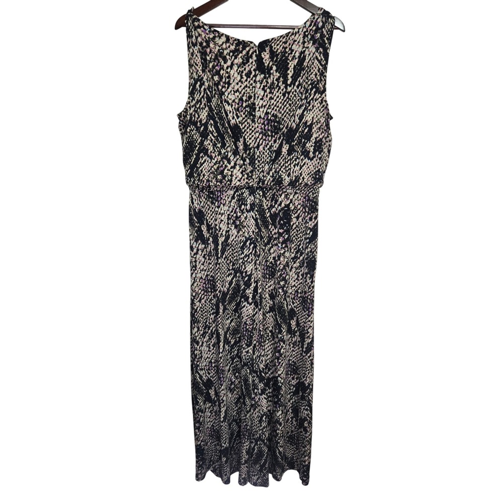 Vince Camuto Purple Snakeskin Sleeveless Cowl Neck Maxi Jumpsuit Large
